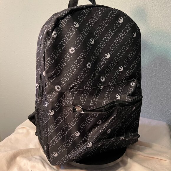 Star Wars Text Black Standard-Size Backpack - Picture 1 of 11